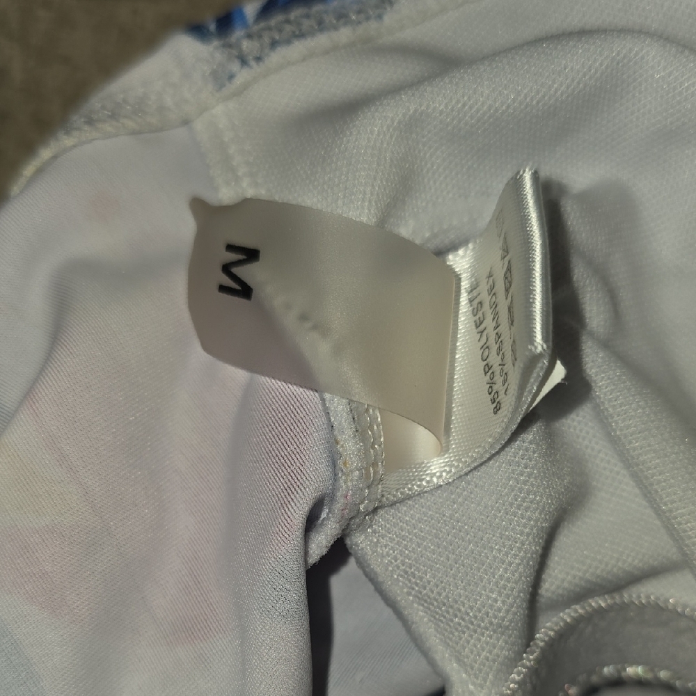 (J47)  Blue and White Floral Top Only Swimwear - Picture 4 of 5